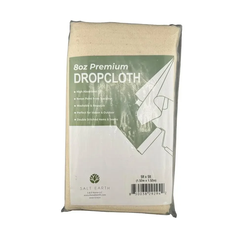 Salt Earth 8 oz Premium Drop Cloth 5' x 5' New Sealed